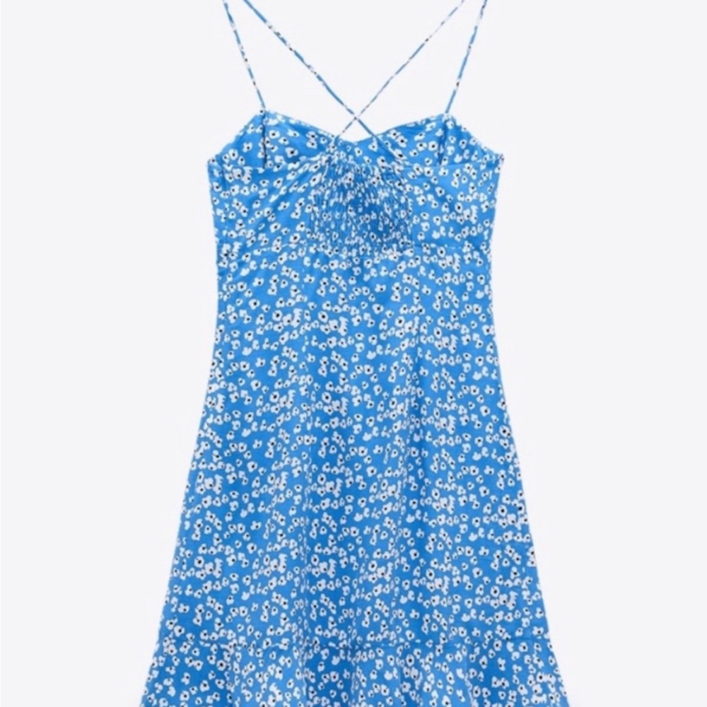 Zara mini blue floral dress